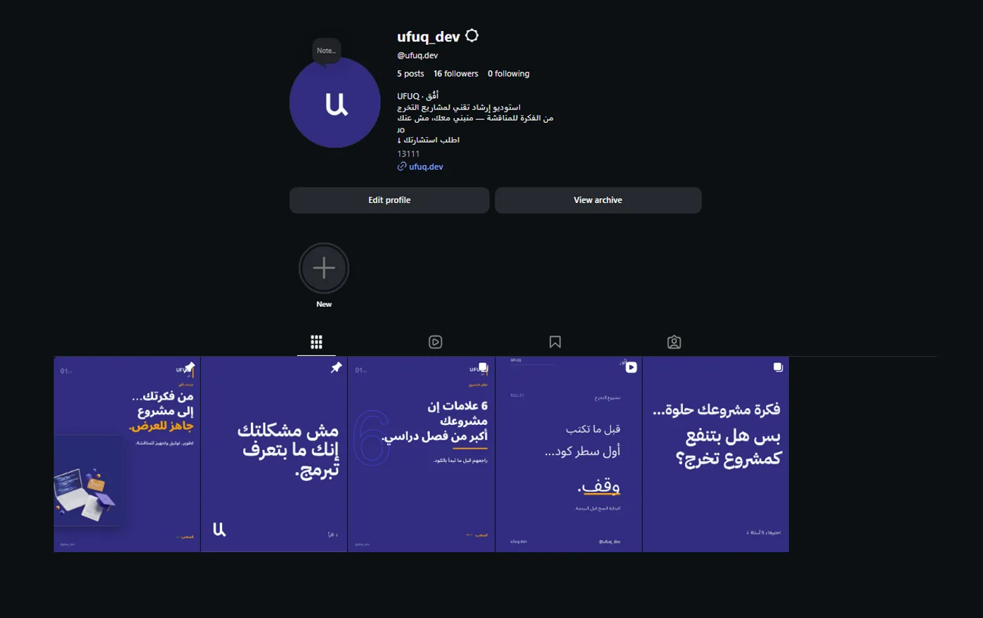Supplied Instagram profile capture for @ufuq_dev